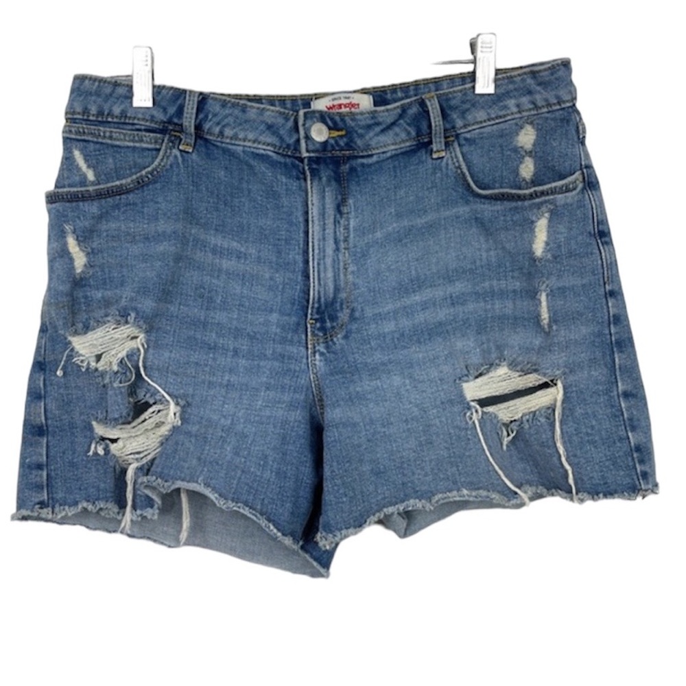 WRANGLER Perfectly Distressed Boho Blue Jean Shorts Size 12